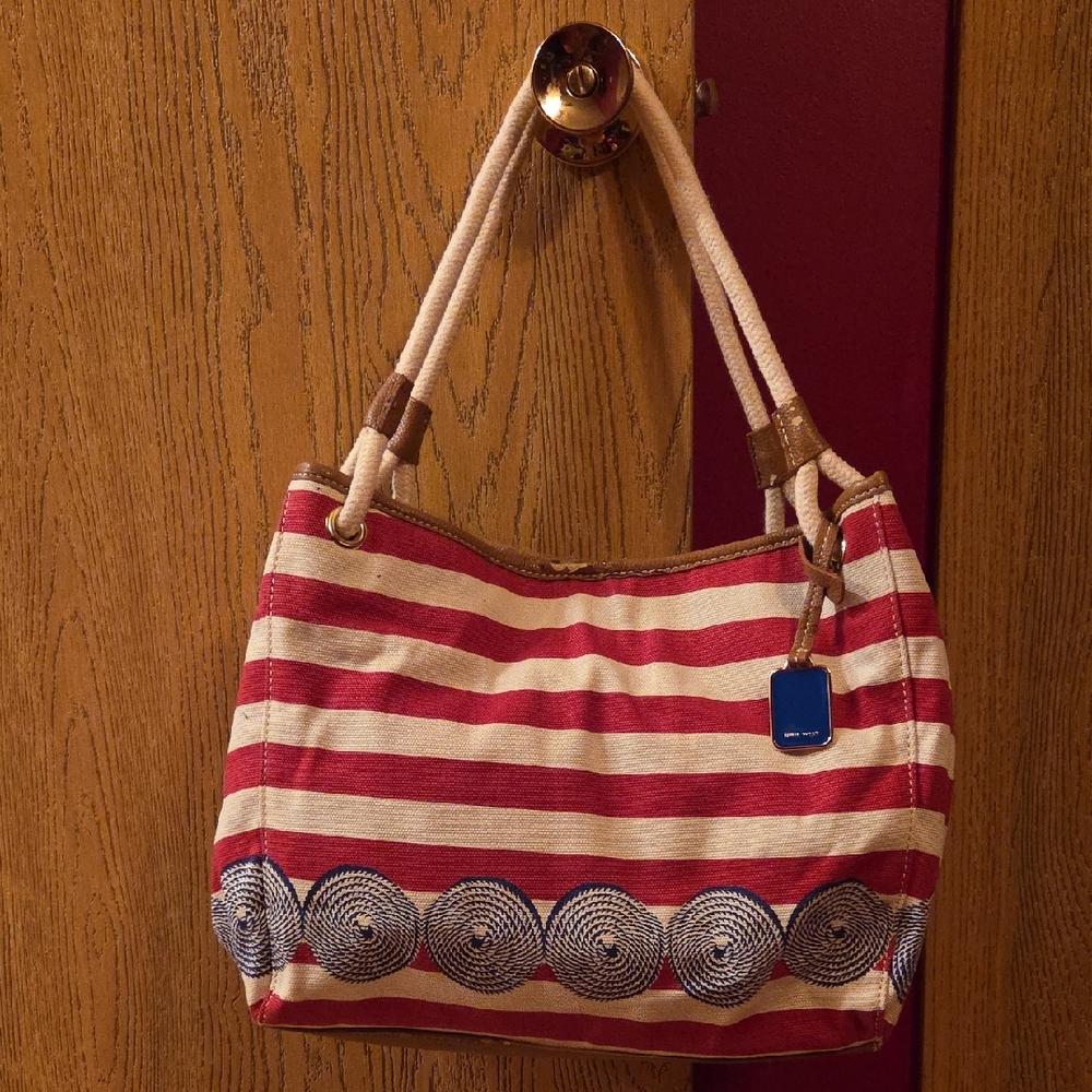 Nine West Red and Cream Striped Shoulder Bag